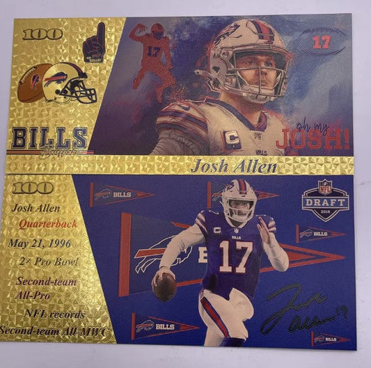 100 PCS. Josh Allen Buffalo Bill Quarterback 24K Gold Foil Banknotes-Wholesale Pack