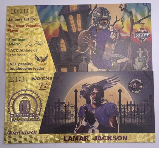 WHOLESALE LOTS OF LAMAR JACKSON 24K GOLD BANKNOTES