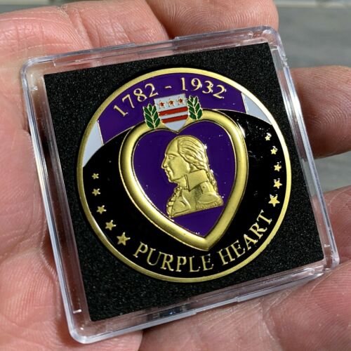 US Military Challenge Coin "Purple Heart" USMC USN ARMY USAF USCG w/Case NEW!