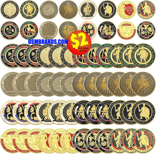 Armor of God Coins-Assorted Style Bundle Lot-8 Styles-5 of Each