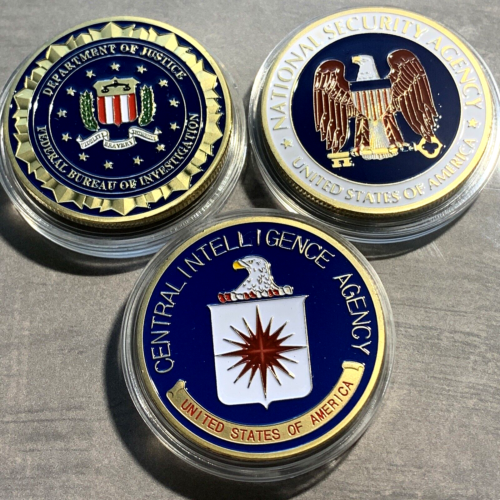 AS SEEN ON YOUTUBE & INSTAGRAM-CIA-FBI & NSA Challenge Coin Set-3 Coins!