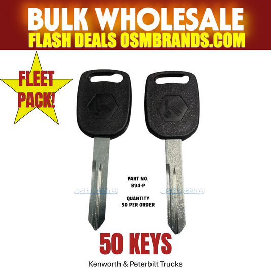50 Pack B94-P Key Blanks for Kenworth and Peterbilt Semi Trucks - OSM Brands Fleet Pack