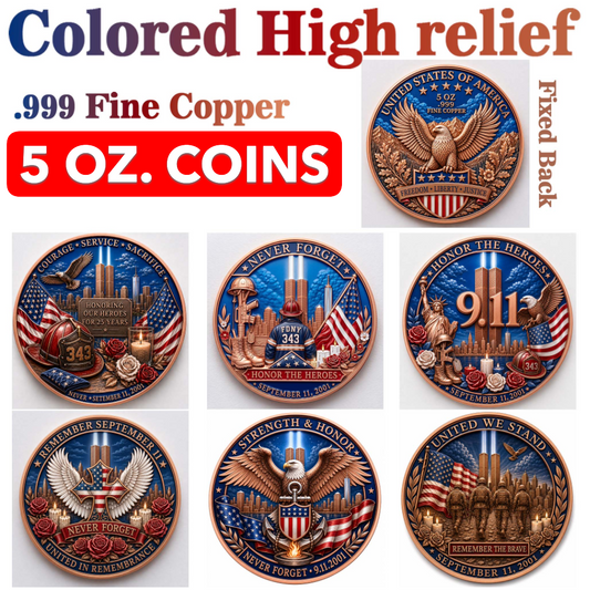 9/11 Commemorative 25 Years - 5 Oz. Copper Coins - Wholesale Pricing