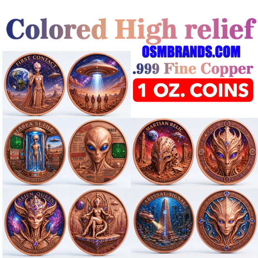 Alien & Space 1 oz. Copper Rounds – 10 Designs | Mix & Match | Min. 100 pcs