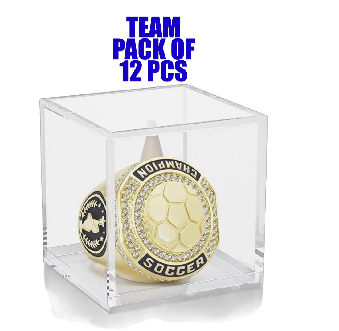 Soccer Team Sports Champion Rings with Cases 12+ Packs