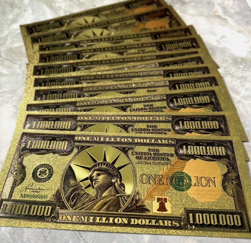 $1 MILLION 24K Gold Foil Flake Novelty Banknote Lots for Sale