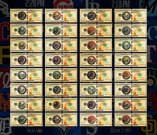 32 FOOTBALL TEAM COLLECTIBLE 24K GOLD FOIL BANKNOTE SET
