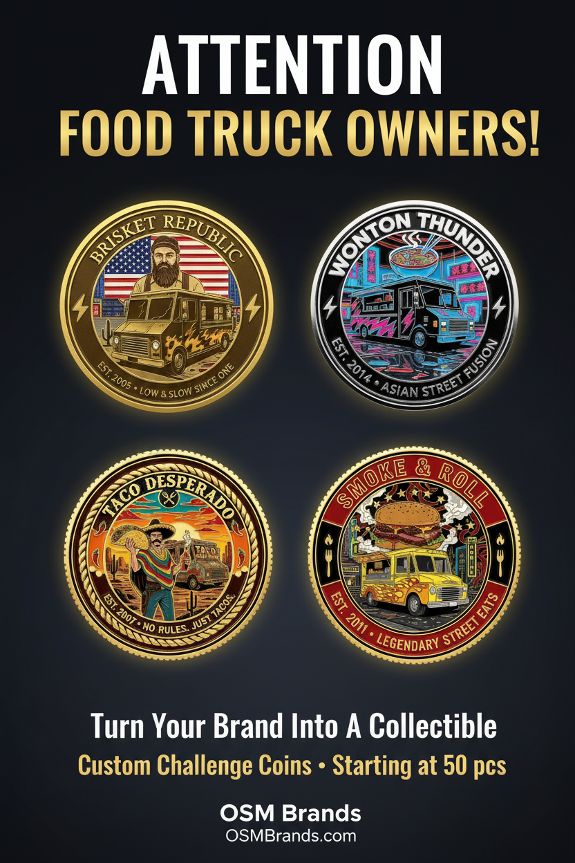 Custom Challenge Coins for Your Food Truck Business — Limited Edition Brand Recognition That Lasts