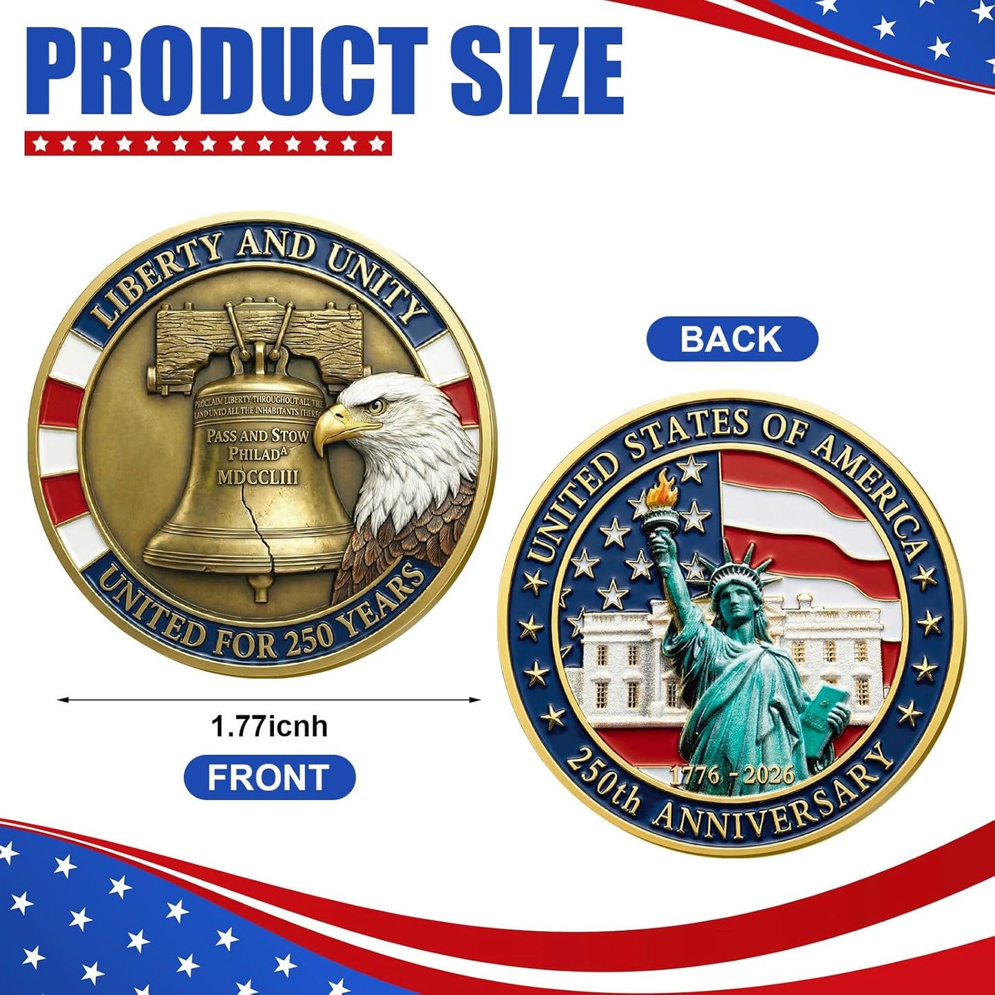 Liberty and Unity 250th Anniversary Commemorative Coin — 10 Pack | 1776-2026