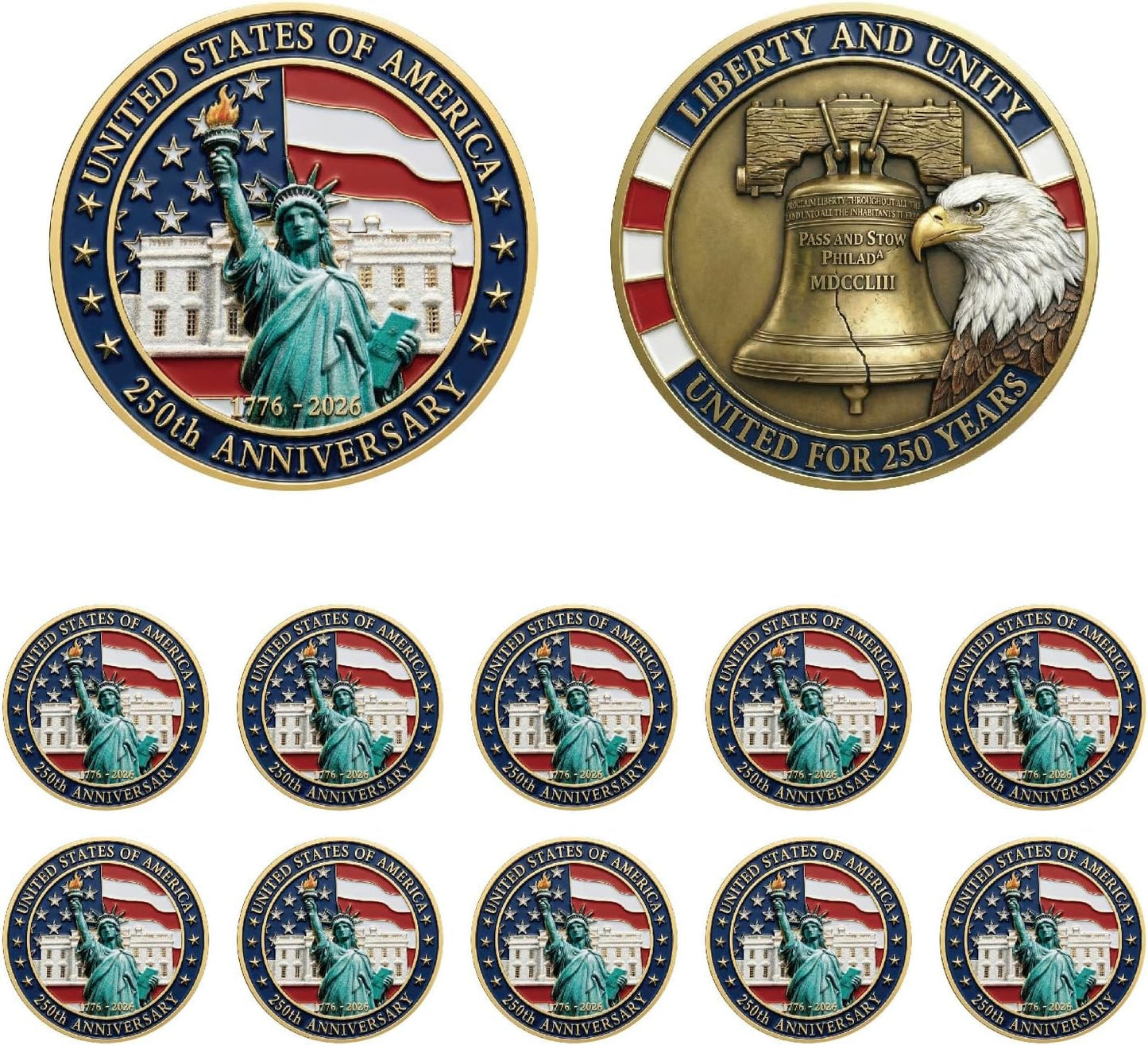 Liberty and Unity 250th Anniversary Commemorative Coin — 10 Pack | 1776-2026