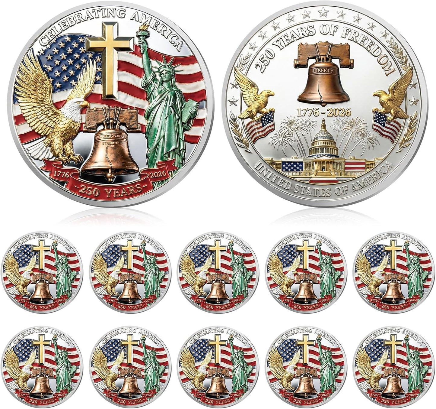 Celebrating America 250th Anniversary Commemorative Coin — 10 Pack | 1776-2026
