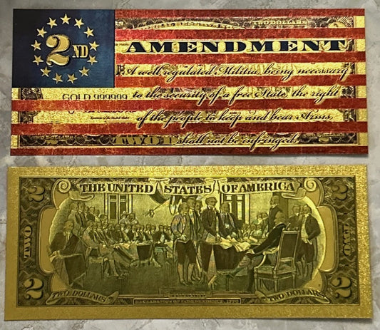 WHOLESALE PACKS OF 2ND AMENDMENT 24K GOLD FOIL BANKNOTES