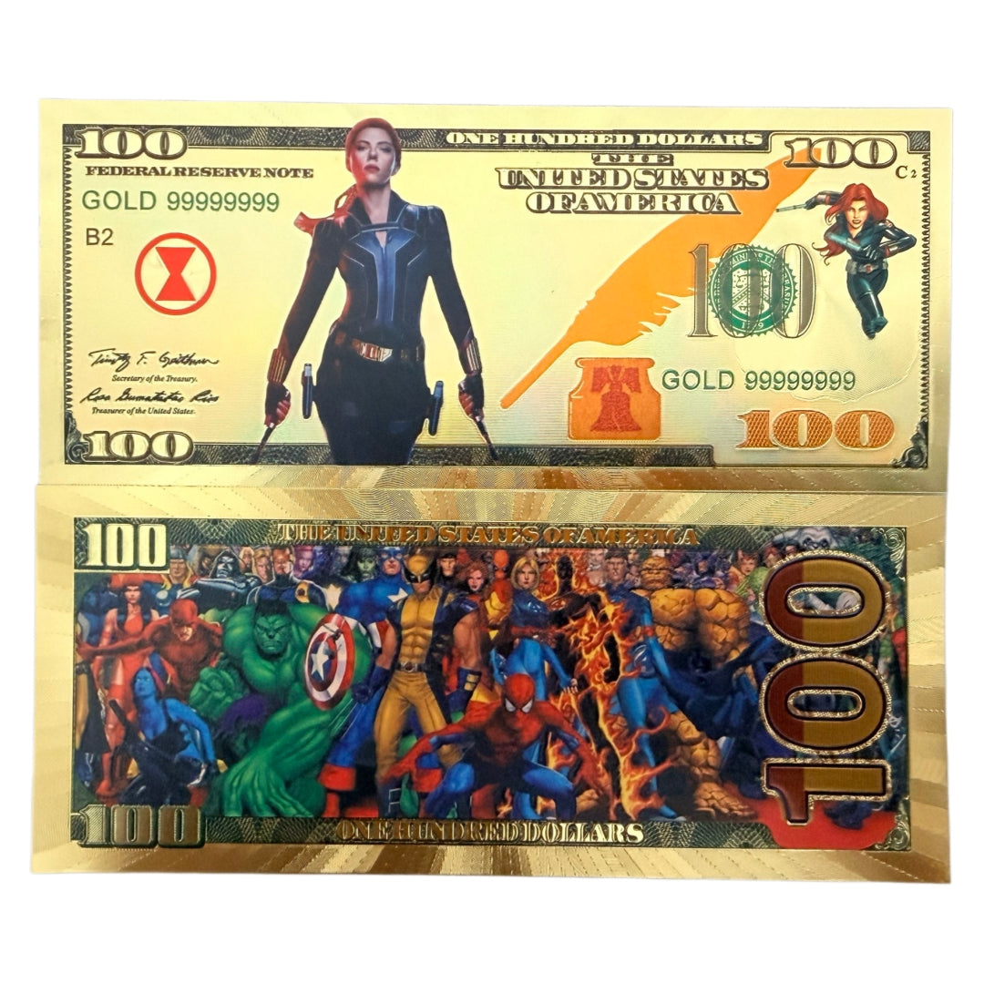 Marvel Black Widow Avengers Gold Foil Novelty Bills — 10-Pack