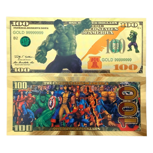 Marvel Hulk Avengers Gold Foil Novelty Bills — 10-Pack