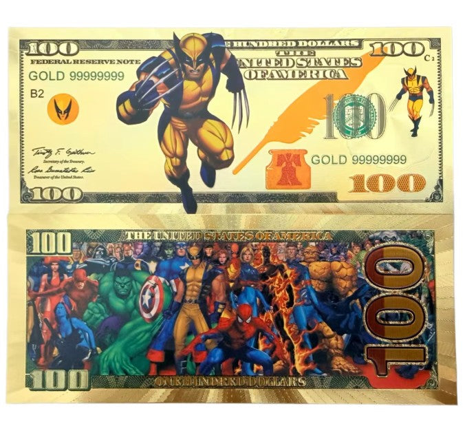 Marvel Wolverine Avengers Gold Foil Novelty Bills — 10-Pack