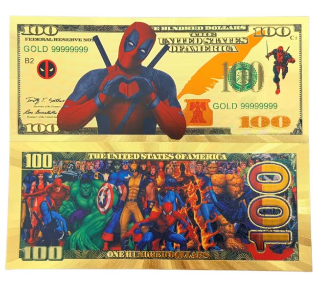 Marvel Deadpool Gold Foil Novelty Bills — 10-Pack