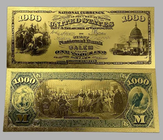 First National Bank of Salem $1,000 National Currency 24K Gold Foil Replica — 10-Pack