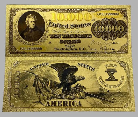 1878 $10,000 United States Note 24K Gold Foil Replica — 10-Pack