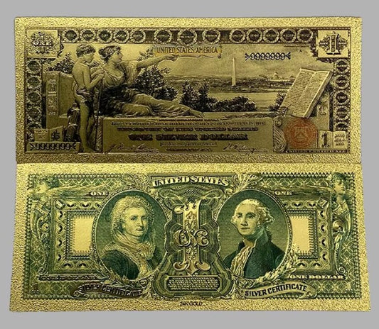 1896 $1 Silver Certificate “Educational Series” 24K Gold Foil Replica — 10-Pack