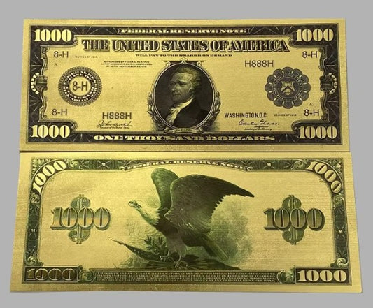 1918 $1,000 Federal Reserve Note — St. Louis District 24K Gold Foil Replica — 10-Pack