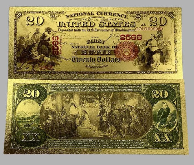 First National Bank of Butte $20 National Currency 24K Gold Foil Replica — 10-Pack