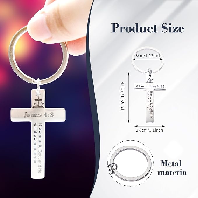 Bible Verse Cross Keychains — 54 Pack | 18 Styles Bulk Christian Scripture Key Rings