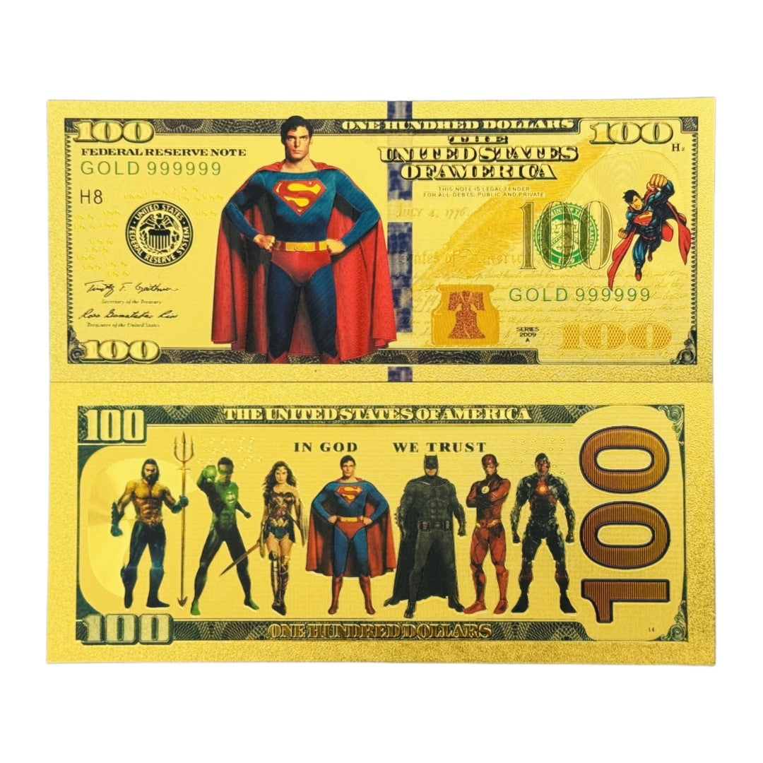 DC Superman Justice League Gold Foil Novelty Bills — 10-Pack