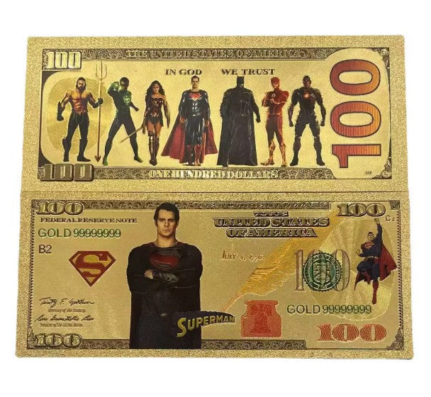 DC Superman Man of Steel Justice League Gold Foil Novelty Bills — 10-Pack