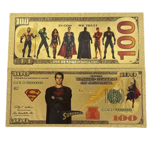 DC Superman Man of Steel Justice League Gold Foil Novelty Bills — 10-Pack