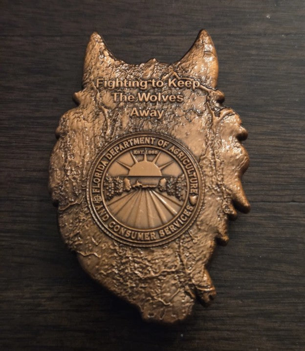 Florida Department of Agriculture & Consumer Services Challenge Coin – Rare Wolf Design