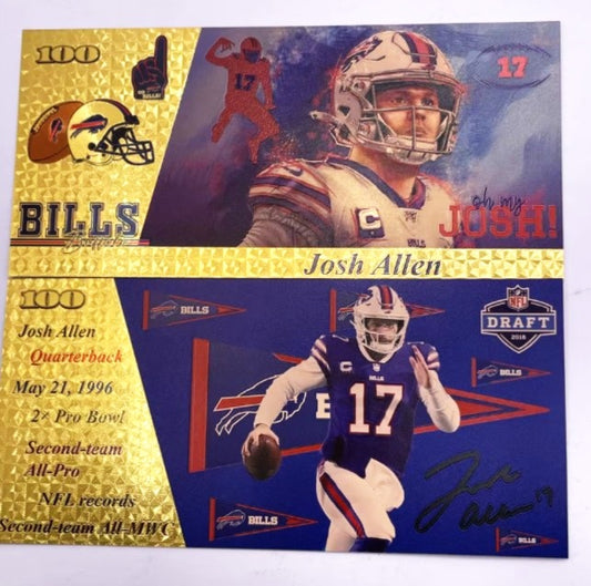 100 Pack Wholesale Josh Allen Buffalo Bills Quarterback 24K Gold Banknotes