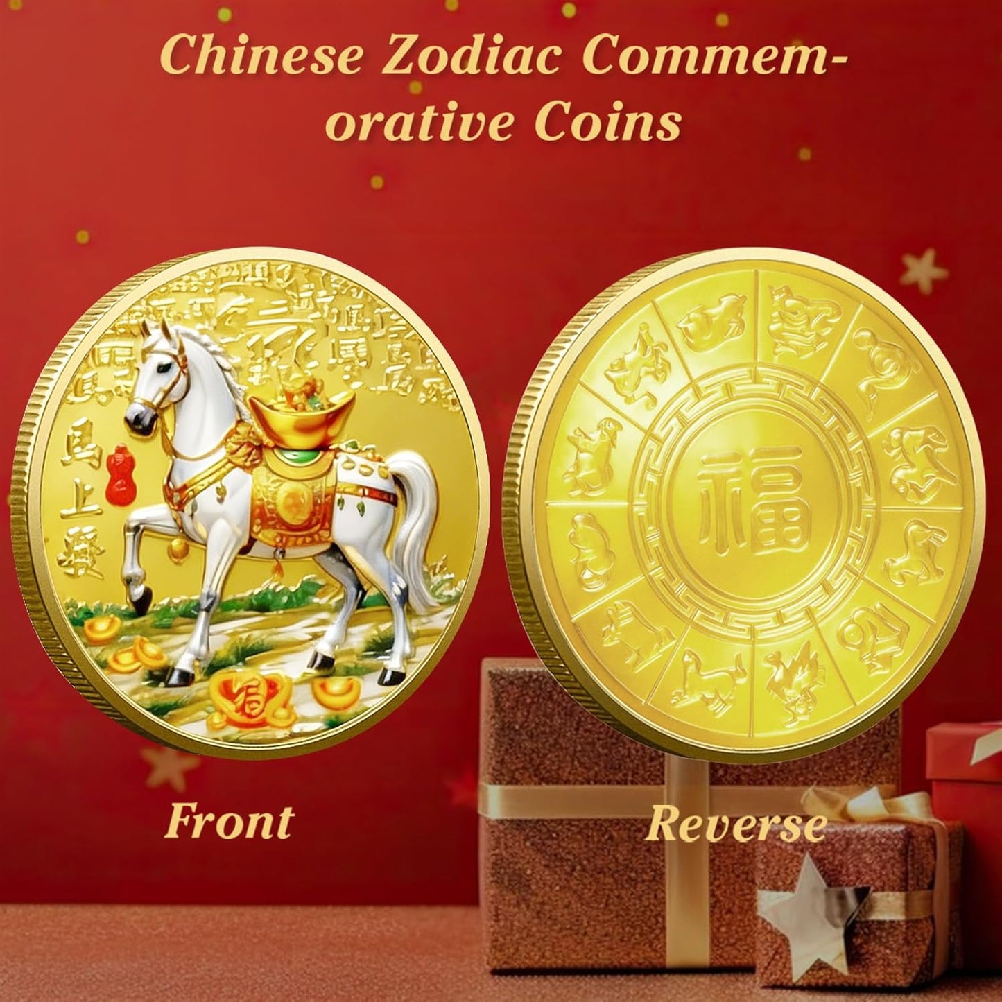 Chinese Zodiac Horse Commemorative Gold Coin Set – 10 Pieces