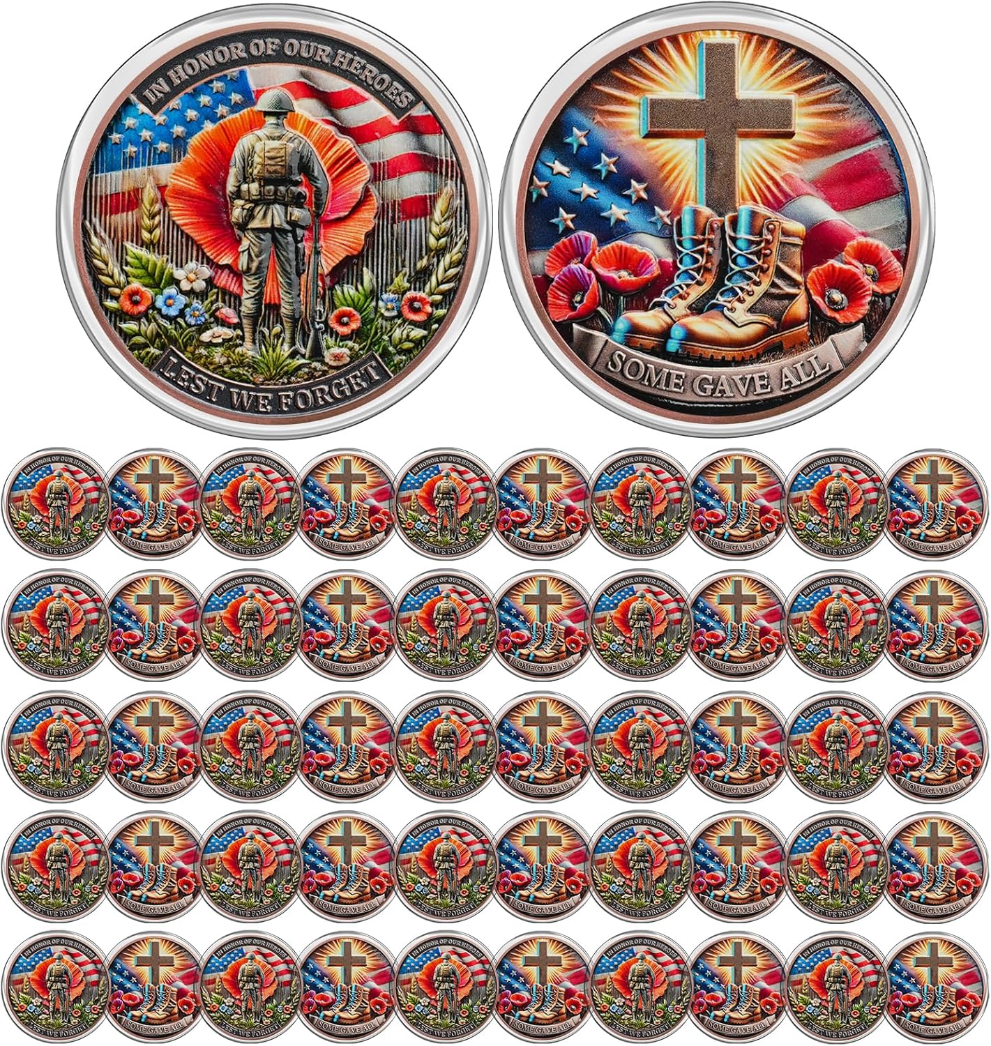 Lest We Forget Challenge Coin – In Honor of Our Heroes (50 Pack)