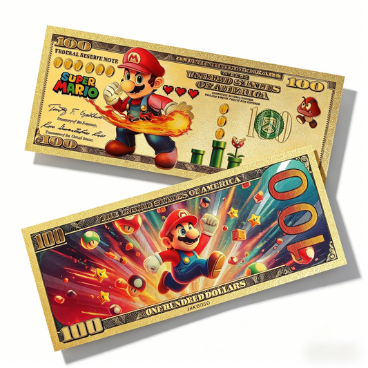 Super Mario 24K Gold Foil Banknote Set — 10 Pack | Collectible Novelty Currency
