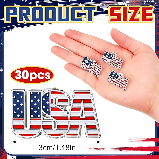 30 Pack USA 4th of July Pride Lapel/Hat Pins-Independence Day Gifts