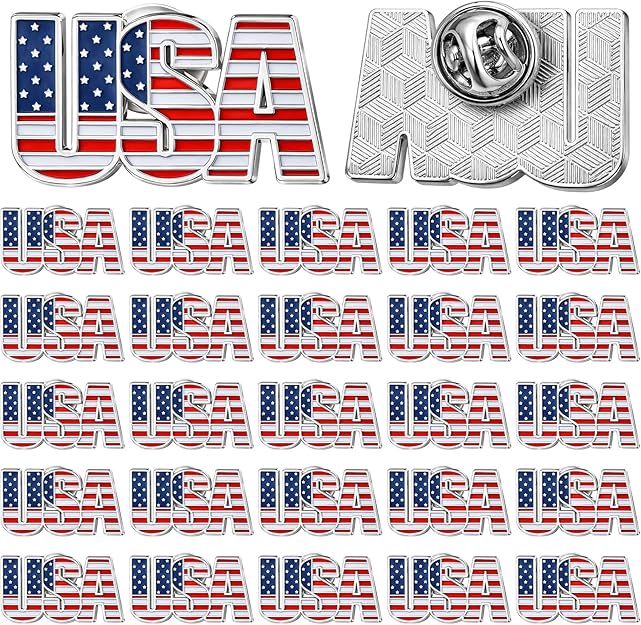 30 Pack USA 4th of July Pride Lapel/Hat Pins-Independence Day Gifts