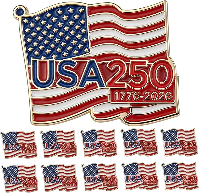 20 PACK USA 250th Anniversary Lapel Pin – 1776-2026 Commemorative American Flag Pin