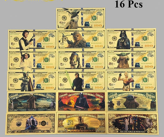 Star Wars 16-Piece 24K Gold Foil Banknote Collection