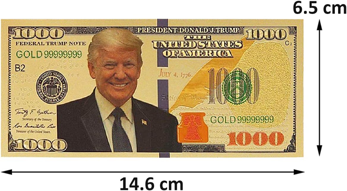 President Donald J. Trump $1000 Gold Foil Banknote – Collector's Edition | 50-100 Pc Lots