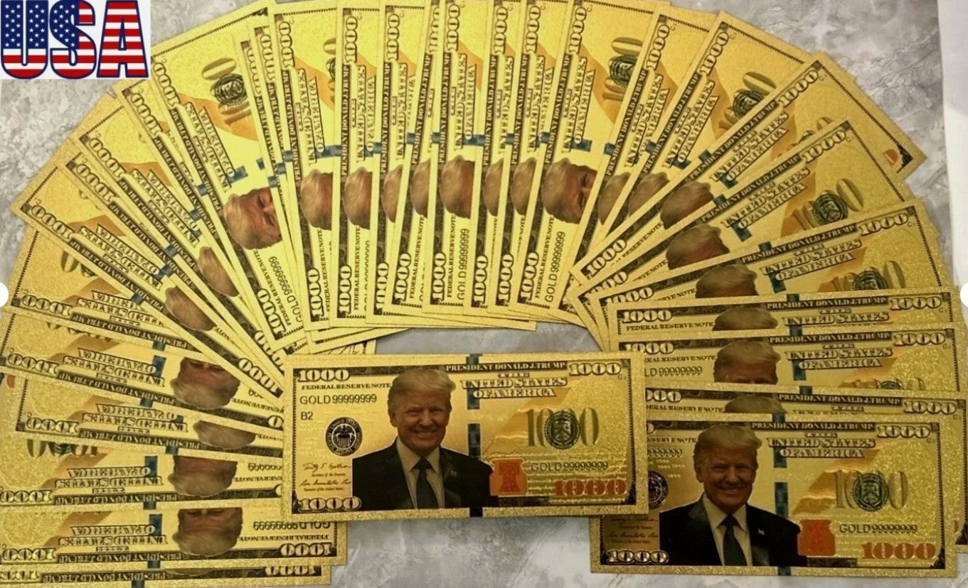 President Donald J. Trump $1000 Gold Foil Banknote – Collector's Edition | 50-100 Pc Lots