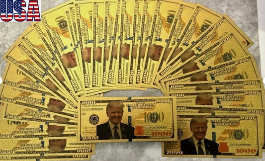 President Donald J. Trump $1000 Gold Foil Banknote – Collector's Edition | 50-100 Pc Lots
