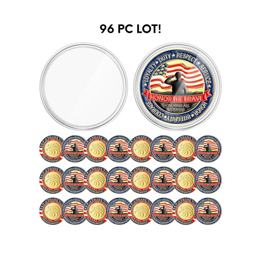 96 Pcs Veterans Day Military Veterans Challenge Coin Thank You for Your Service Appreciation Gift