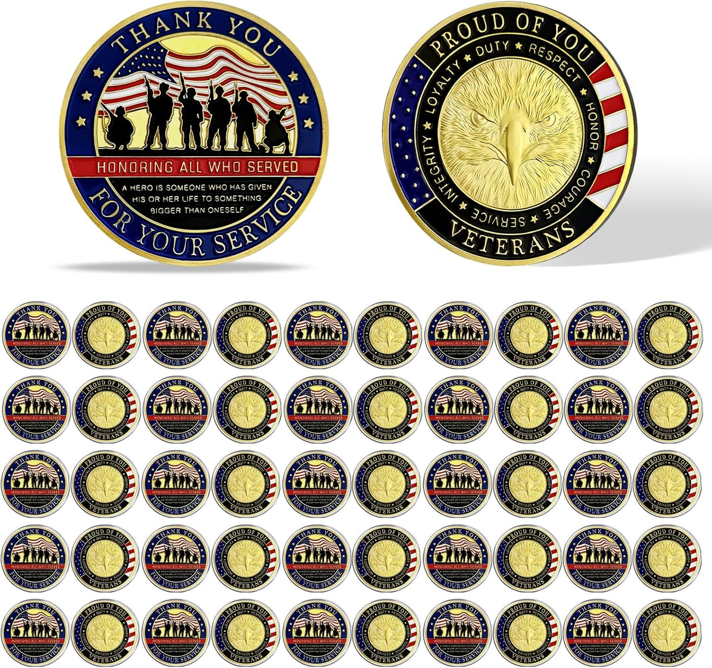 Thank You For Your Service Veterans Eagle Challenge Coin – Proud of You (50|100 Pack)
