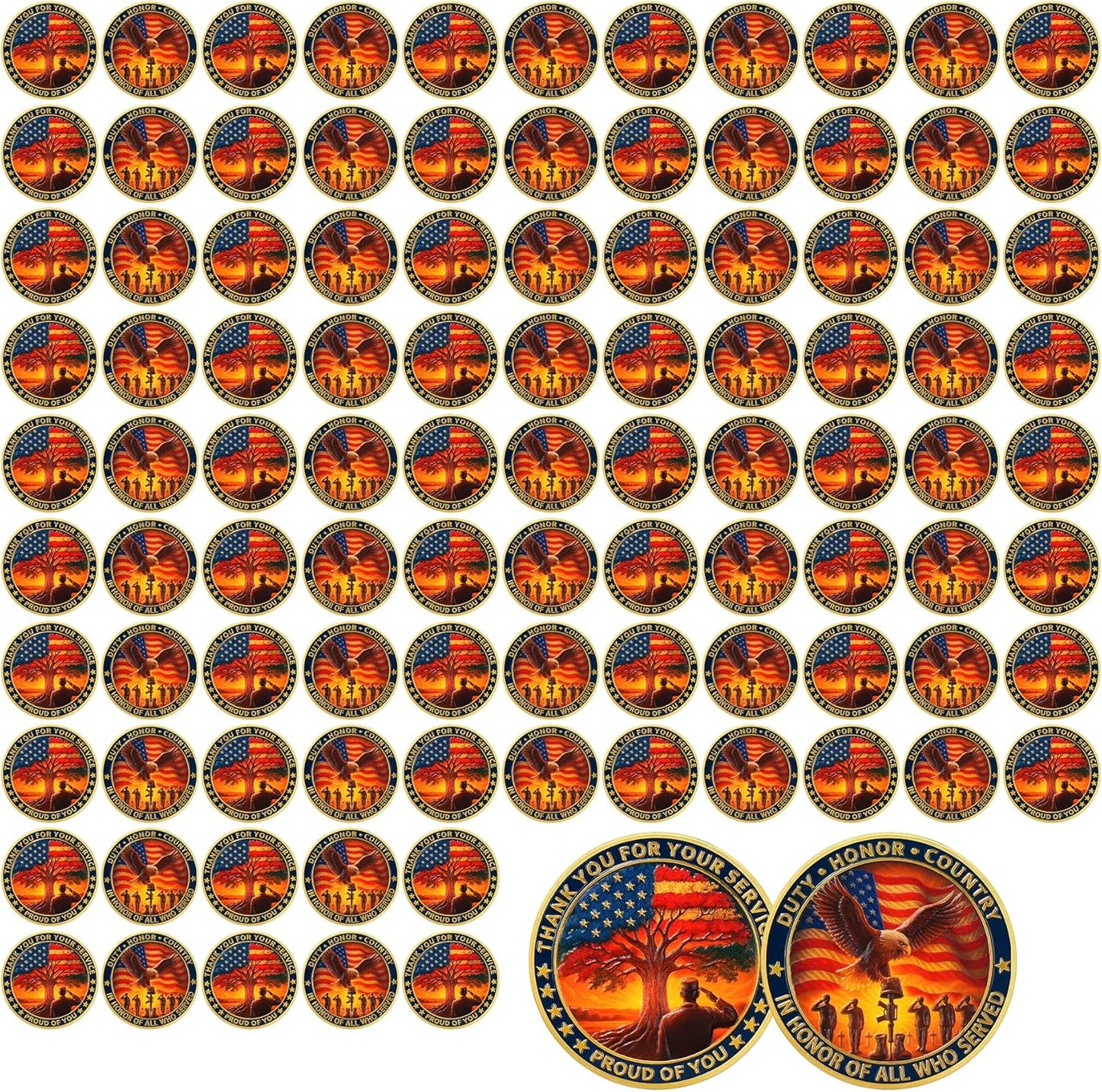 50 0R 100 Thank You For Your Service Veteran Eagle Challenge Coin