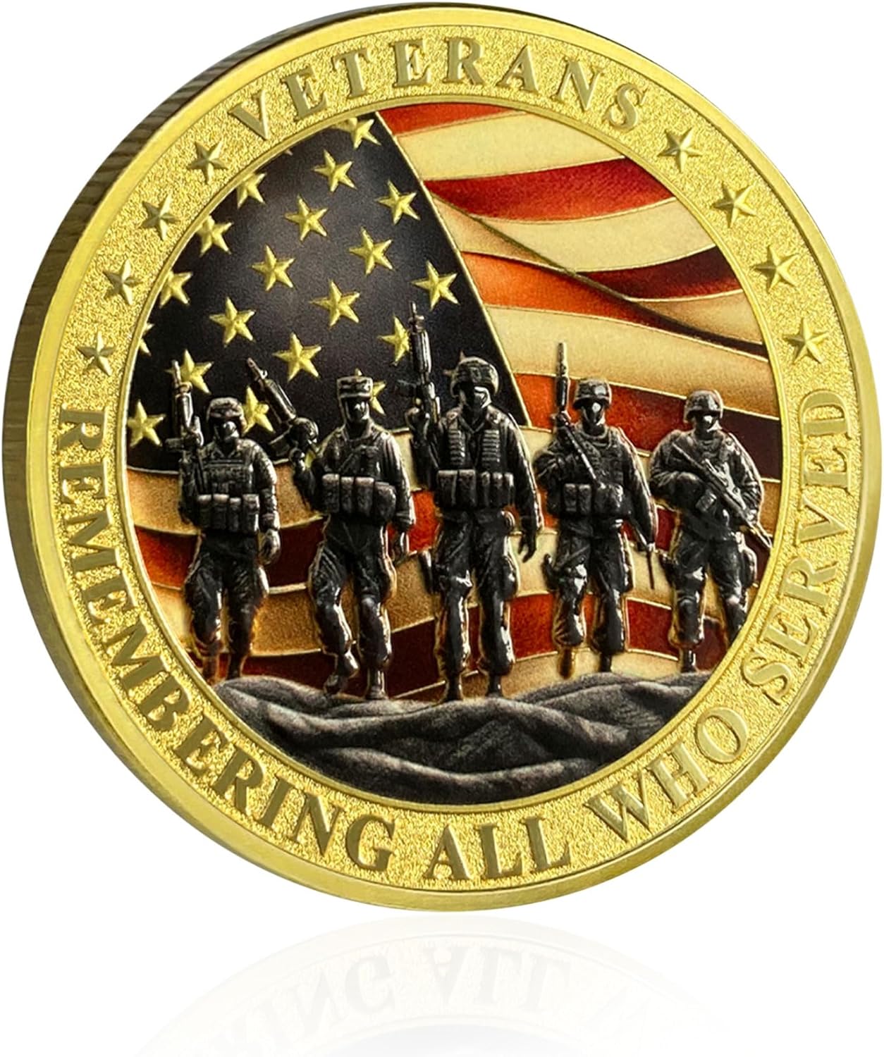 Veterans Gold Challenge Coin – Remembering All Who Served 40 or 80 pack
