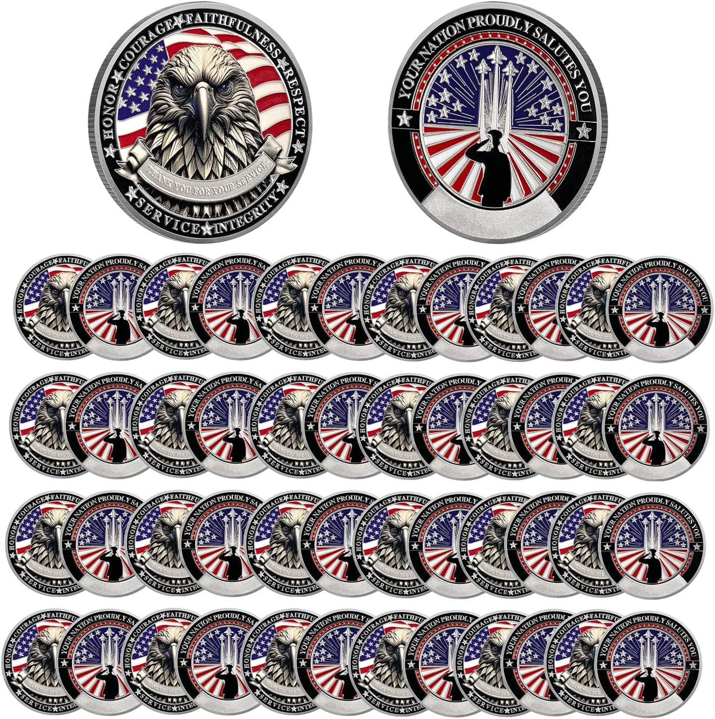 50/100 PCS Your Nation Proudly Salutes You Veteran Eagle Challenge Coin