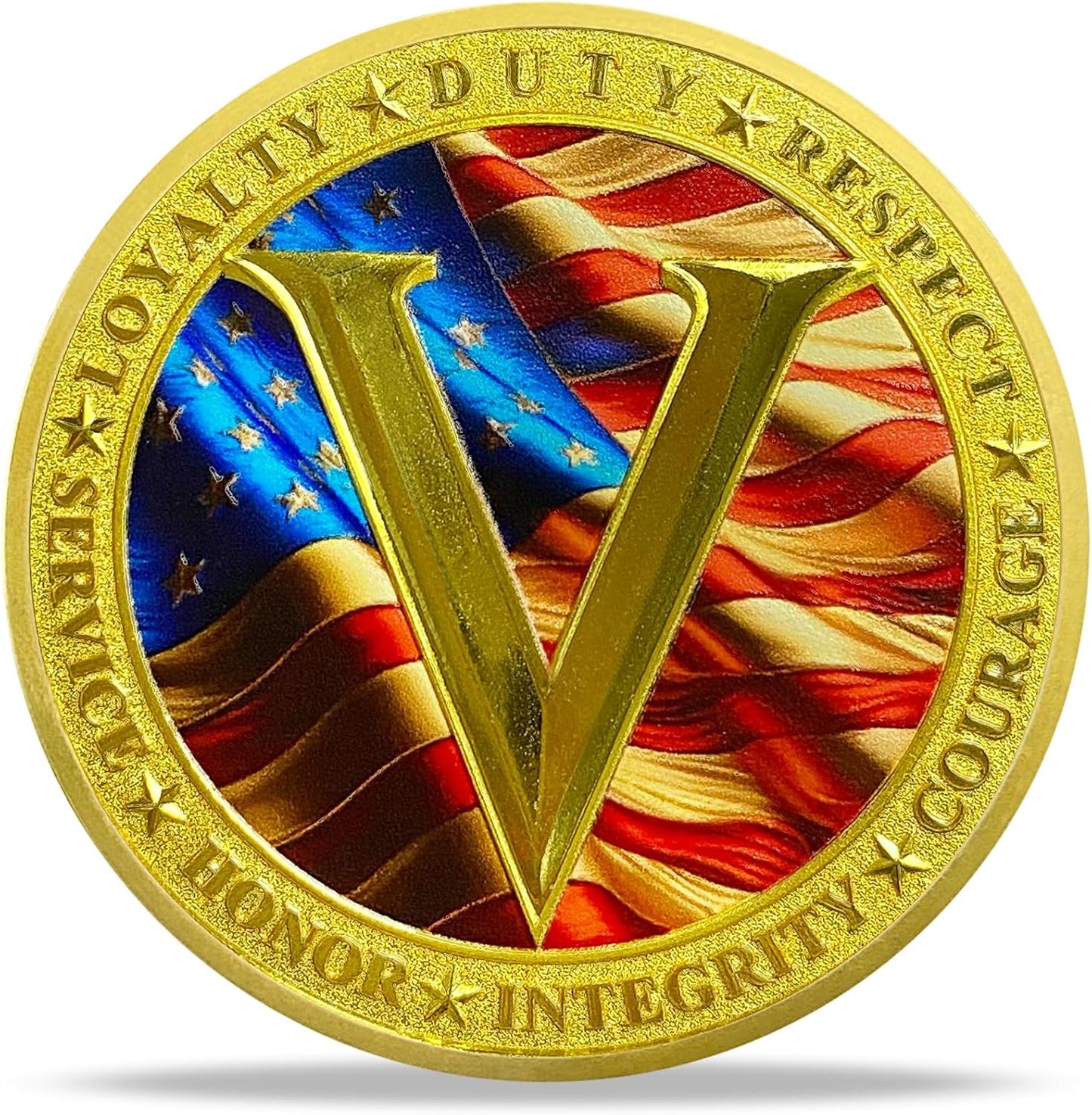 Veterans V Challenge Coin – Loyalty Duty Respect Honor (40 or 80 Pack)
