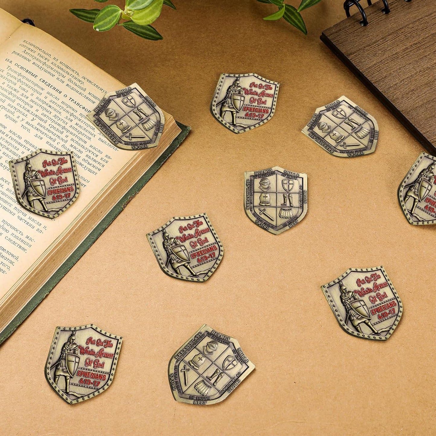 10 Pack Armor of God Shield Challenge Coins – Ephesians 6:13-17 | Double Sided