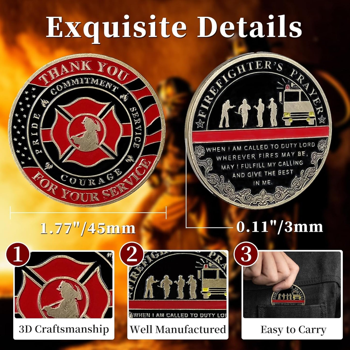 Firefighter's Prayer Challenge Coin — Thank You For Your Service (5|10 Packs)