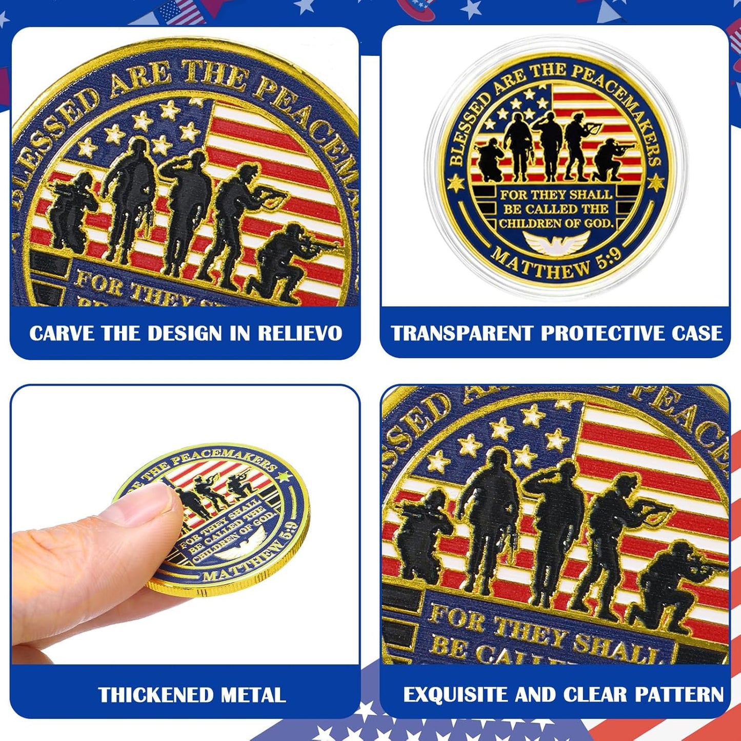 60 Piece Police Challenge Coin Set — 4 Designs | God Bless the Police | Law Enforcement Gift